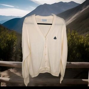 Mens L-XL Vintage Izod Cardigan Hipster Preppy Classic Grandpacore